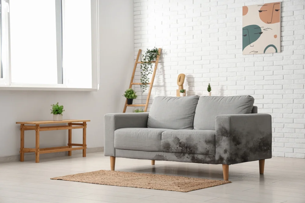 Mildew on sofa in a room