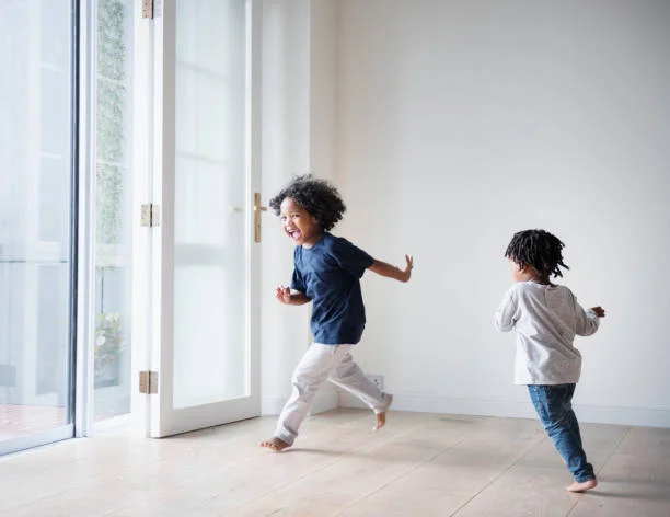 children running and playing at home